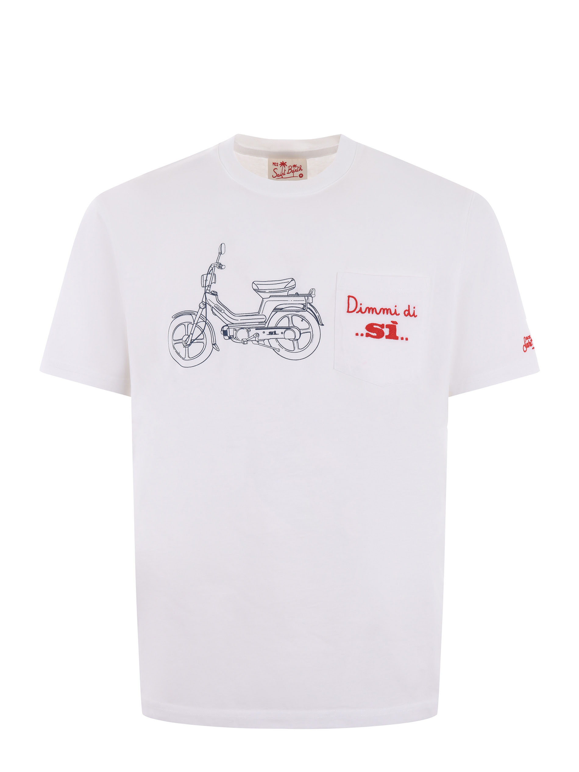 Tシャツ・カットソー MC2 SAINT BARTH Men T Shirts POT0001 01191H White Cotton T-shirt with St. Barth tennis print – MC2 Saint Barth